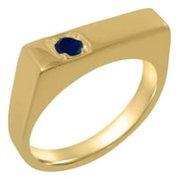 Britanci izrađeni 14k žuto zlato prirodni safir muški rubni prsten - Opcije veličine - Veličina 6,75