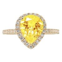2.38ct kruška izrezana žuta simulirana dijamant 14k žuto zlato ugraviranje izjava svadbeni godišnjica