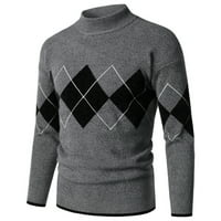 Pad džemperi moderni fit džemper pulover casual turtleneck džemper muškarci sivi l
