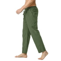 tklpehg muške hlače casual modne pune boje duge hlače udobne posteljine labave elastične strugove Hlače