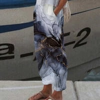 Cleariance Žensko ljetno casual labavi prozračit modni džep Štampari hlače Grey XL
