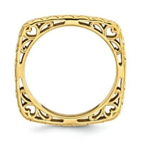 Sterling srebrne izraze za slaganje polirane zlatne ploče princeze kvadratna prstena: 9; za odrasle