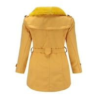 Bomotoo dame labavi kaput Fleece srednje duge odjeće za odmor Fluffy tipke dolje jakna žuta 3xl