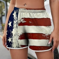 USA Patriotska zvijezda Stripes Hotcos za žene Lagane kratke hlače Dan nezavisnosti Ispis kratkih hlača