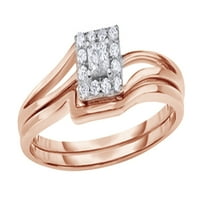 Princezo rezan bijeli prirodni dijamantski okvir Obećaj prsten set u 10k ružičasto zlato