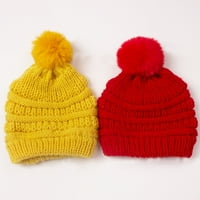 Dječji pleteni šešir Dječji jesen i zimsko krzno kuglica topli šešir vunene šešire za mališana