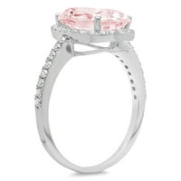4.85ct ovalni rez ružičasti simulirani dijamant 14k bijeli zlatni angažman halo rublje veličine 9.25