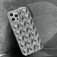 iPhone Pro srčani futrola, modni blagi sjajni srebrni slatka meka silikonska kosilica za kosiju s srčanom