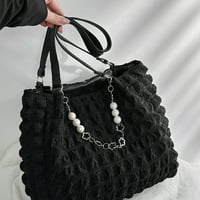 Dijamantna ženska kompozitna torba na ramenu veliki kapacitet za kupovinu bora, crna