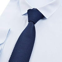 Luksuzni muškarci obični tkani kravata čvrsta pletena mršava duljina, tamnoplava