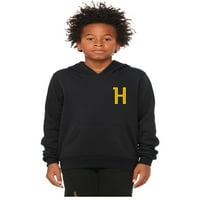 Daxton Mladići ujedini pulover Black Hoodie Srednja težina džemper od runa Prilagođeni zlatni brojevi