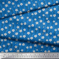 Soimoi plavi pamučni poplinski tkanini lišće i narcilil cvjetni tkanini otisci sa dvorištem širom