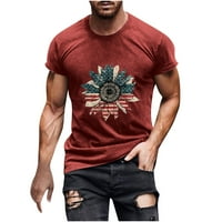 Njoeus majice za muškarce Ljetne muške majice muškarci casual okrugli vrat Popularno 3D digitalna zastava