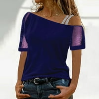 Levmjia Womens Ljeto Plus Veličina kratkih rukava na vrhu Ženska casual bluza Snažna majica MESHEF-ramena