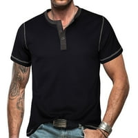 Muške majice čišćenje muškaraca kratki rukav casual modni okrugli vrat Dugmad za pulover T Majica Bluza Flash Picks crne 8