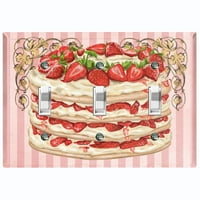 Poklopac ploče za metalno svjetlo Poklopac elegantne jagode torte prugasta pozadina Pink CAK053