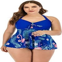 Ženski plus veličina Tropical Flamingo Hater Swing Top Tankini kupaći kostim