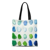 Platno torba Plava vikendica Staklena plaža slikanje zelene ljetne torba za višekratnu upotrebu na ramena
