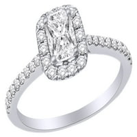 0. CT smaragd i okrugli rezan bijeli prirodni dijamant prekrasan zaručnički vjenčani prsten u 14k bijelo