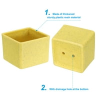 Uxcell 2,5 Square plastični sočni saksija sa drenažnom saksija za saksije, žuti paket
