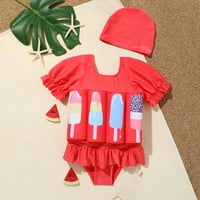 Bikini za djevojke od mališana One Toddler Baby Girls Float odijelo Crtani romper s kratkim rukavima,