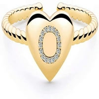 Početni prstenovi za žene za žene Djevojke, pozlaćeno dakleno srčano slovo prvog prstena za žene tinejdžeri