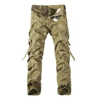 Zkozptok teretne pantalone za muškarce rade Camo gumb na otvorenom planinarske pantalone sa džepovima, kaki, xxl
