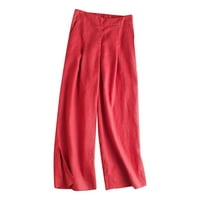 Puuawkoer džep elastična pantalona za prozračnu pamučne i posteljine pantne ženske hlače Hlače dame