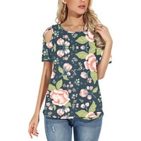 Ljetne košulje za žene Regularna fit odjeća za djevojke cvjetni print Print Tops kratkih rukava Tees