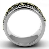 Luxe nakit dizajnira muški dvotonski zlatni IP nehrđajući čelik epoksidni crni mlazni prsten - veličina