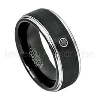 2-tonska crna volfran vjenčanica - 0,07ct Solitaire Black Diamond Ring - Personalizirani vjenčani prsten
