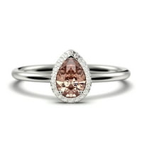 Prekrasna Art Deco 1. Carat Pear Cut Pristupačni morganitni i dijamantski moissitni zaručnički prsten,