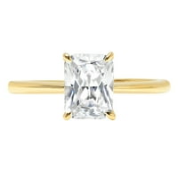1. CT sjajan zračenje Cleanili simulirani dijamant 18k žuti zlatni pasijans prsten sz 6.5