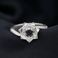 Laboratorija je stvorio crni dijamantni prsten sa moissine za žene - obilaznice, 14k bijelo zlato, SAD