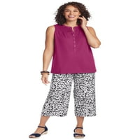 Žena u okviru ženskih plus veličine Elastične struke Soft Capri hlače