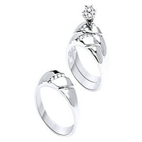 Bijeli prirodni dijamantski vjenčani prsten set u 14k bijelo zlato