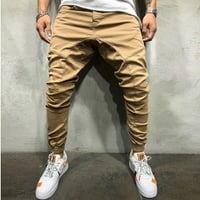 Teretne hlače Muške nove čiste obojene labave više džepnih hlača za pantalone veze