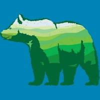 Zeleni medvjed Muški tirkizni plavi grafički tee - Dizajn ljudi M