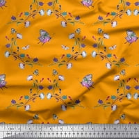 Soimoi Crepe svilena tkanina leptir i cvjetni cvjetni tiskani tkaninski dvorište širom