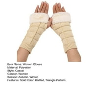 Rygai par ženske rukavice trokut uzorak polovica ručne rukavice za ruke jesen zima rastezljivi pletenje rukavice bez prstiju za vanjsku, bež jednu veličinu