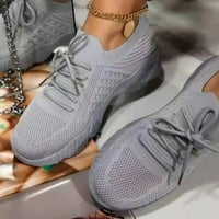 Ženske sivene mrežne atletske tenisice čipke čipke udobne cipele za hodanje sive veličine 7,5