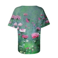 Ženske kratkih rukava Casual T-majice V Vrući izrez TEE LOUS COMFY TUNIC BLUSUSE lagana slatka zelena