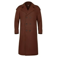 Zimska smeđa muška moda čvrsta boja produljena kancelarijska jakna remel spajanje dvostruko fit formalni
