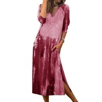 GDFUN ženska jesenina i zimska Klasična antikna tinta za tintu casual duga haljina ženske haljine
