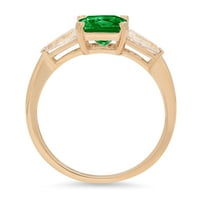 1. CT sjajan kvadrat smaragdni rez proclan simulirani dijamant 18k žuti zlato Trobotan prsten sz 5,25