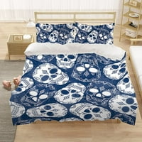 Cvjetna lubanja prekrivača jastučnice gotički plavi prekrivač s dvostrukom veličinom mekog posteljine
