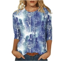 Majica Aoujea Casual for Womens Ljetni ženski modni ispisani labavi majica rukava s rukavima okrugli