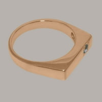 Britanci napravio je 10k ružičasto zlato stvarni originalni akvamarinski mens bend prsten - Opcije veličine