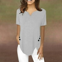 GDFUN ženska modna casual majica kratki rukav V-izrez dukseri na vrhu bluza s kratkim rukavima na vrhu