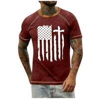 Muška majica Raglan Retro kratkih rukava Okrugli vrat Dan Nezavisnosti Dan Ispiši crveni xxxxxl